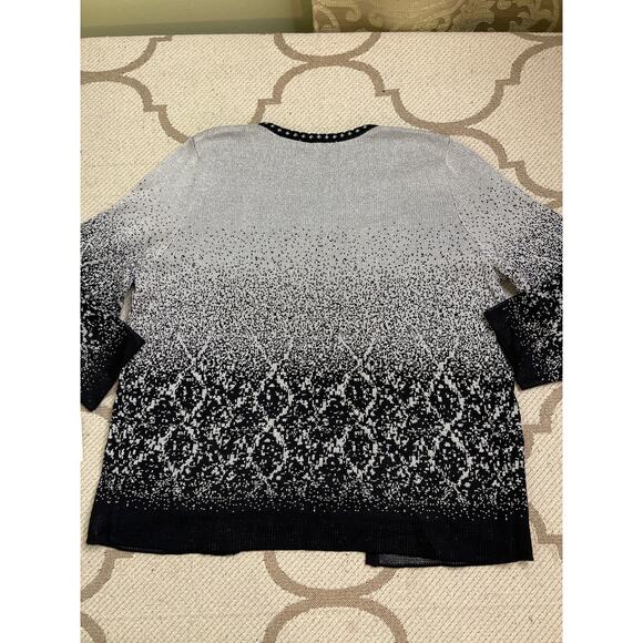 Alfred Dunner layered sweater/cardigan silver black studded 3/4 sleeves,size PXL - Picture 11 of 12
